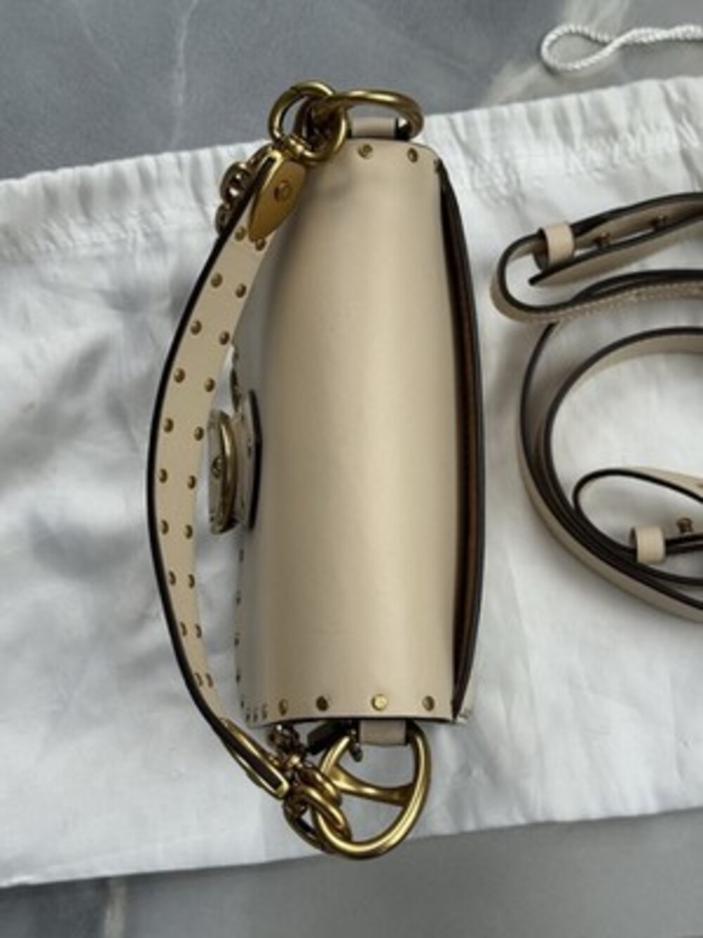 CLEAN! Coach Beat Shoulder Bag 18 Rivets Style 4600 TRIPLE STRAP Chain Leather - Picture 9 of 16